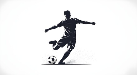 Fototapeta premium football player silhouette Soccer player kicking ball silhouette vector illustration