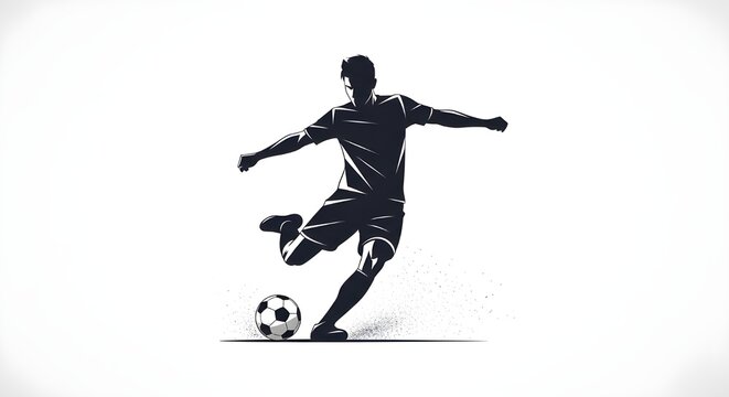 football player silhouette
Soccer player kicking ball silhouette vector illustration