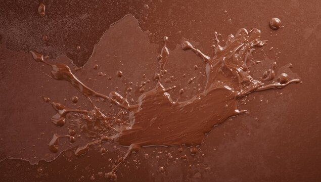 Chocolate Milk Puddle Spill Aerial View, Rich Brown Texture