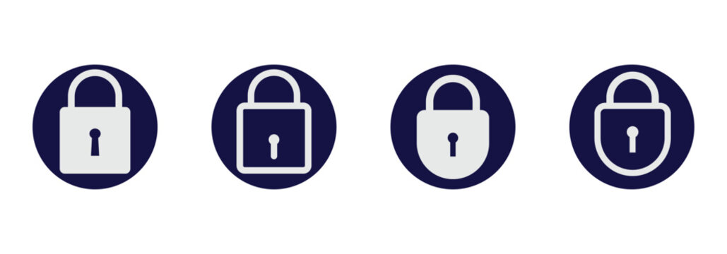 Vector illustration of a padlock icon in a simple black and white design. Pad lock icon vector illustration for apps and websites.