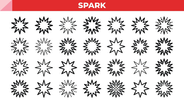 Vector graphic illustration Collection of black and white snowflake icons