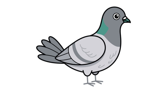 Vector graphic illustration Cartoon pigeon bird standing
