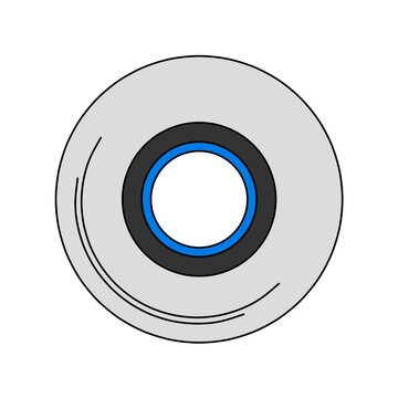Blue cellophane tape roll front view isolated on transparent background flat icon illustration