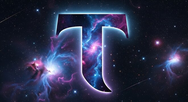 Cosmic Letter T Nebula Design Alphabet logos Graphic