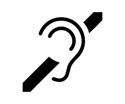 ISO 7001 AC 007 Accessibility, hard of hearing icon, Universal access icon, Deafness icon, hard of hearing icon,audible icon, deaf icon, ear icon, hearing illustration on transparent background. 

