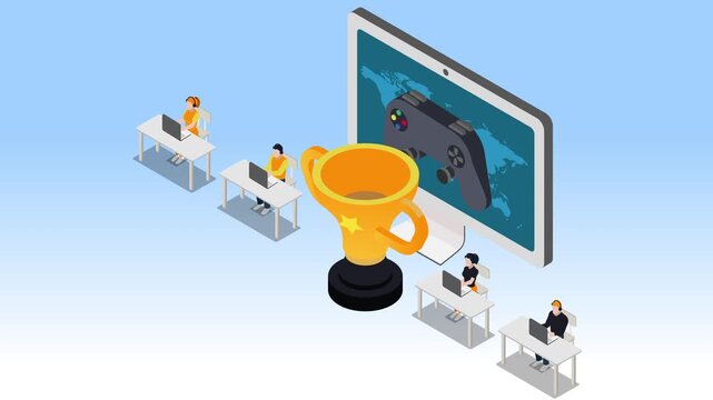 Online Esport Tournament, Gaming Competition, and Championship Concept 3d animation cartoon