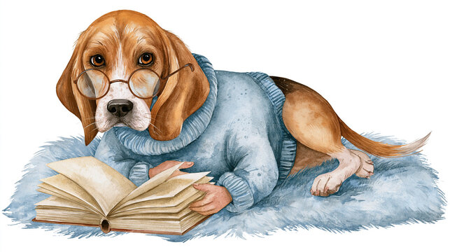 A Brown Dog Reading an Open Book