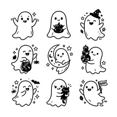 Cute ghost coon set vector icon graphic © Afrain