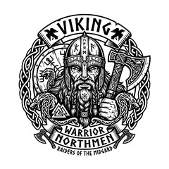 Obraz premium Viking warrior emblem ill… vector icon graphic
