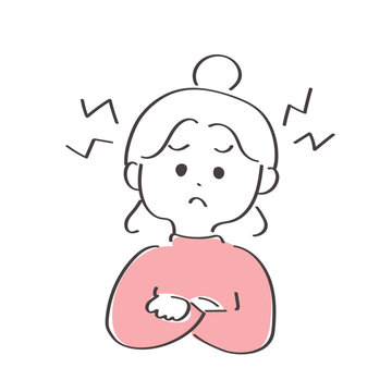 イライラする女性のかわいい手書きイラスト