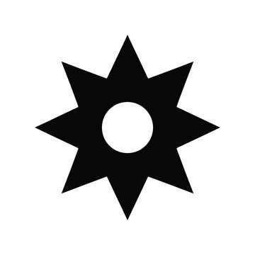 Bahai Nine Pointed Star Silhouette Icon for Religious Harmony