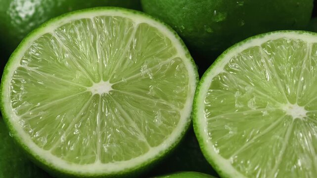 A pile of whole limes with multiple cut halves
