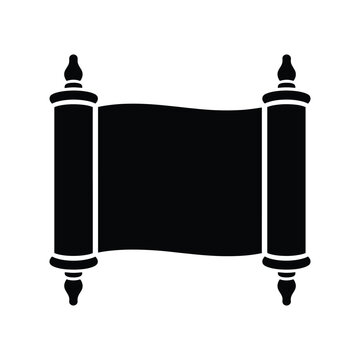 Torah Scroll Silhouette Icon for Jewish Religious Tradition Design