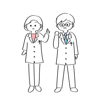 男女の医師のゆるかわいいイラストセット