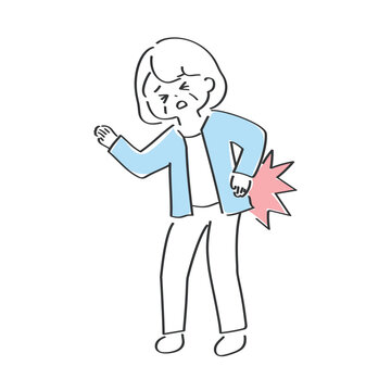 腰を痛めたおばあさん｜ぎっくり腰のイラスト