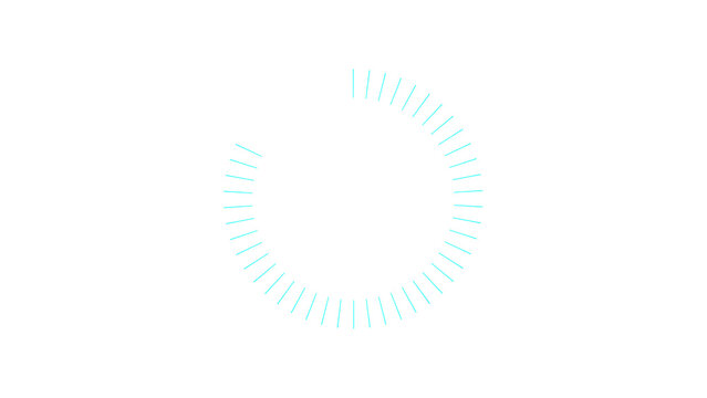 Circular dotted line refresh spinner loader with cyan dots on transparent background
