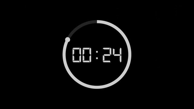 Countdown timer with grey circular progress ring dot indicator and white digital display on dark background