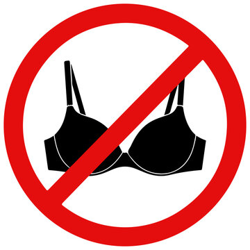 No bra sign, prohibition symbol with black bra