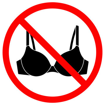 No bra sign, prohibition symbol with black bra