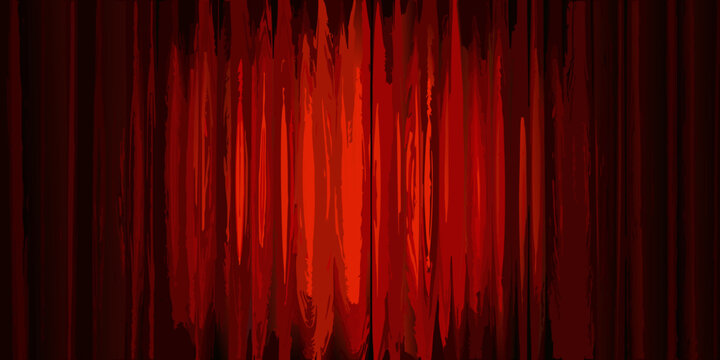 Red theater curtains dramatic vector illustration with dark background