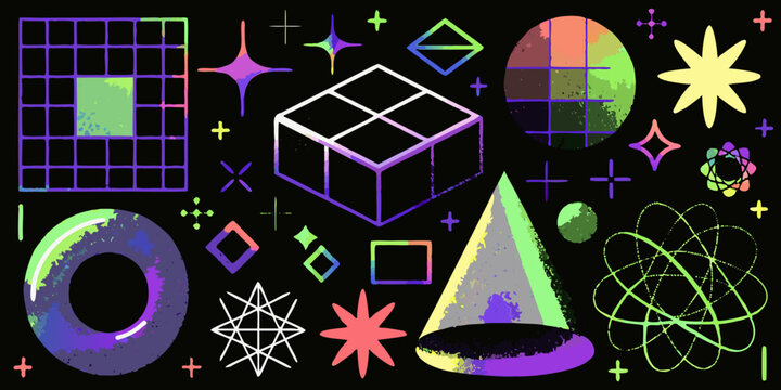 Geometric Shapes And Abstract Forms Colorful Vector Illustration