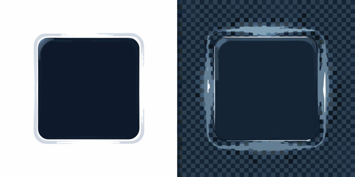 Rounded rectangle with glowing blue neon style transparent background