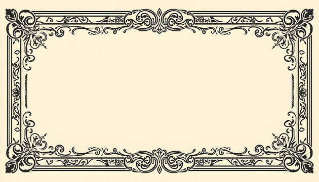 Horizontal vintage ornate frame with baroque borders