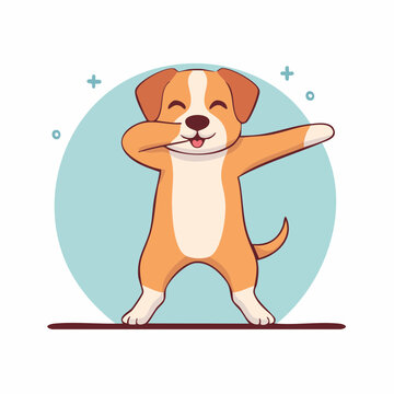 Cute cartoon dog doing the dab dance move