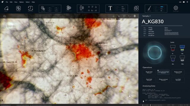 AI powered Medical Software Examines Microscopic Cancer Samples, Targeting Tumor Cells and Genetic Markers to Advance Pharmaceutical Research, Treatment Innovation, Disease Cure Development.
