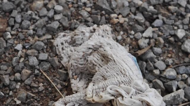 Used diapers discarded on the ground are dirty and constitute waste, posing a health hazard and attracting pests.