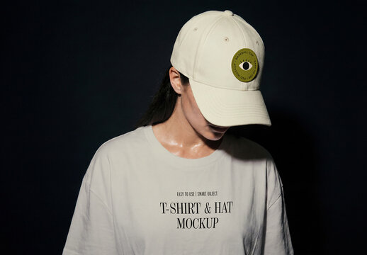 T-Shirt & Baseball Cap Mockup