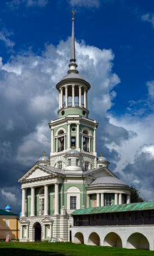 The Savior church with bell tower, tears of construction 1804 - 1811. Sts. Boris and Gleb monastery, city Torzhok, Russia
