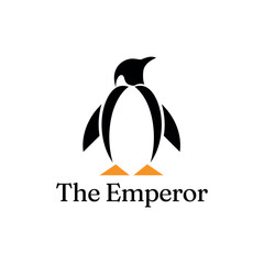Obraz premium Minimal Emperor Penguin Vector Logo in Modern Black and White Style