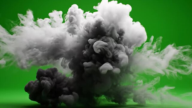 High Density Fog Clumps Moving at Variable Speeds Isolated on Green Screen