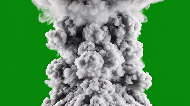 Dense Smoke Wall Vertical Buildup Green Screen 4K 60fps