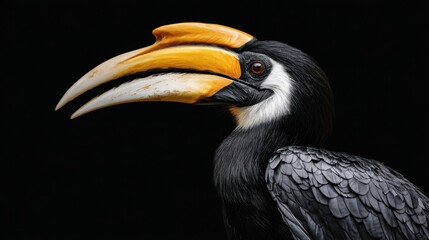 Obraz premium Majestic Hornbill Bird with Vibrant Yellow and Orange Bill Features