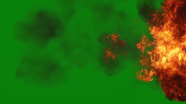 Dual Directional Fire Burst with Simultaneous Left and Right Expansion Green Screen