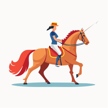Woman Riding Horse with Lance