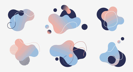 Obraz premium Abstract gradient blobs with lines and circles