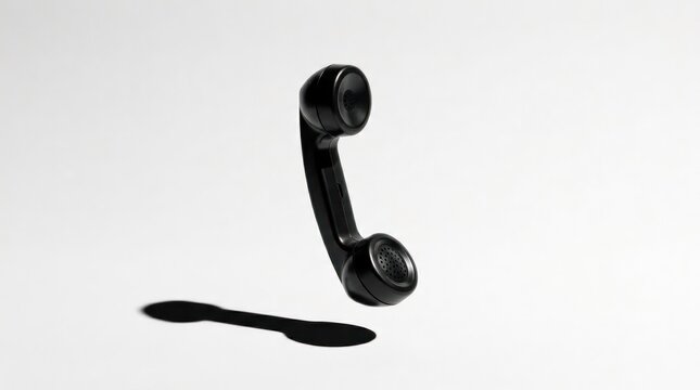 Minimalist Floating Retro Phone Receiver with Cast Shadow