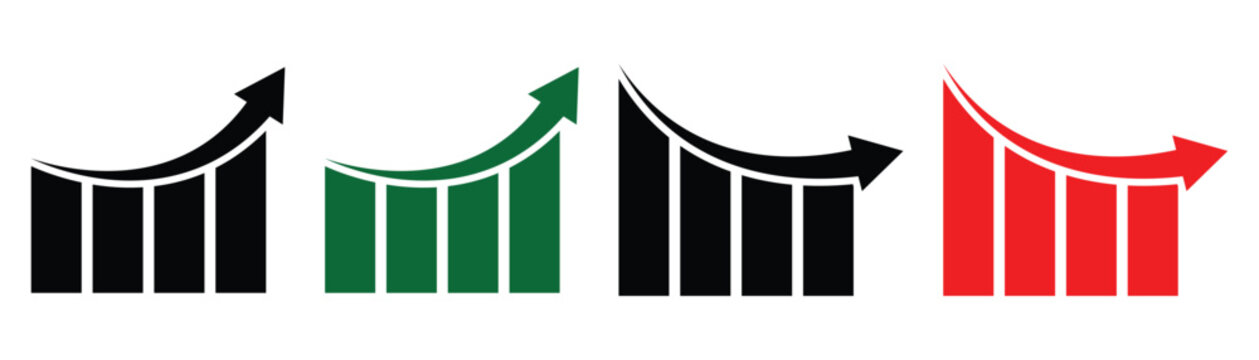Up and down arrow graph chart icon. Profit increase decrease arrow up down vector graph icon.