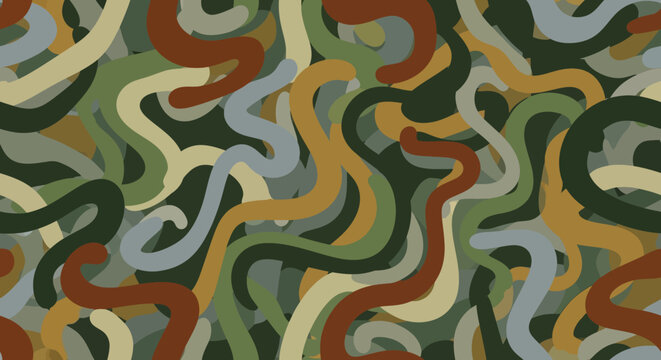 Abstract Waves Camouflage Pattern Background