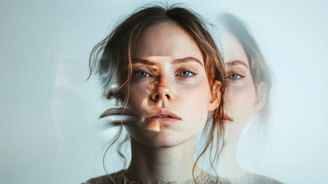 Conceptual Portrait of a Woman with a Fragmented Identity