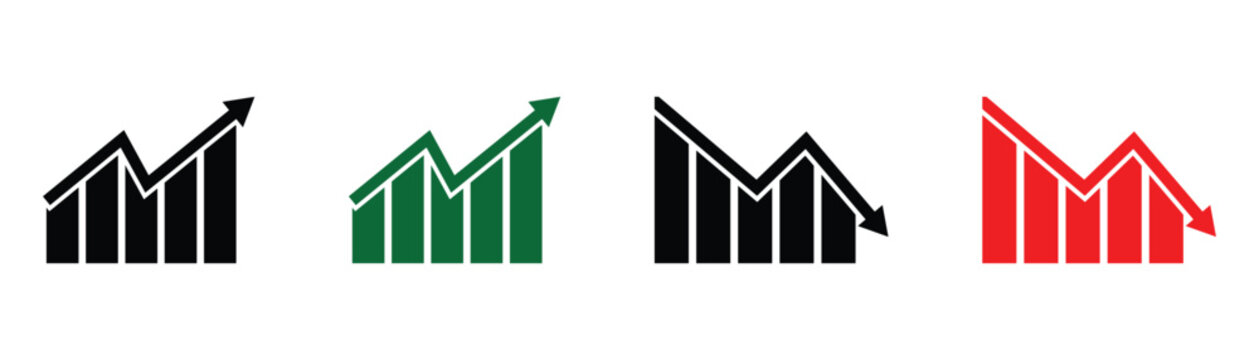 Up and down graph chart vector illustration. Stock increase and decrease sign used for business and sales dashboards. EPS 10.
