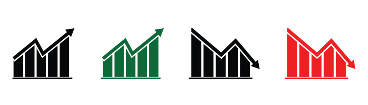 Up and down graph chart vector illustration. Stock increase and decrease sign used for business and sales dashboards. EPS 10.
