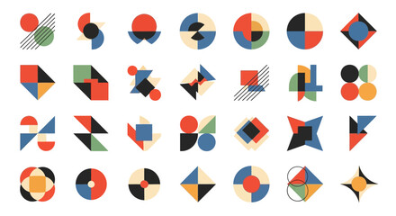 Fototapeta premium Abstract Geometric Shapes & Icons: Modern Minimalism