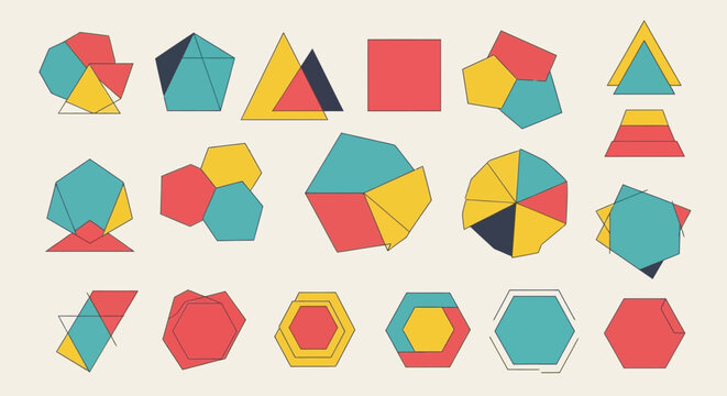 Geometric Shapes Arrangement: Abstract Flat Design, Minimalist Pattern