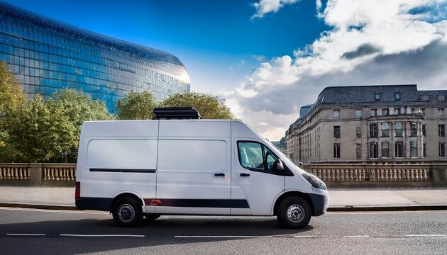 outside broadcast mainstream white van media vehicle broadcasting for a television news channel in london england uk global communication stock photo image