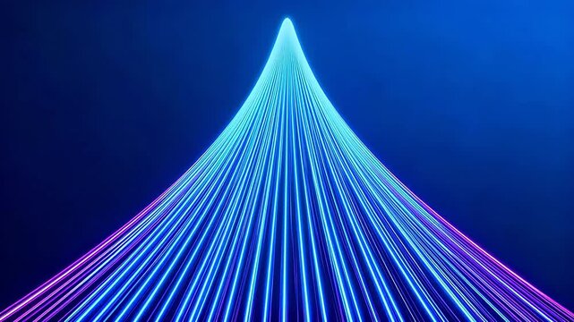 Neon light lines converging in blue and purple
