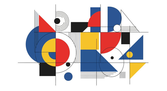 Abstract Geometric Design - Clean Background, Bauhaus Style Elements